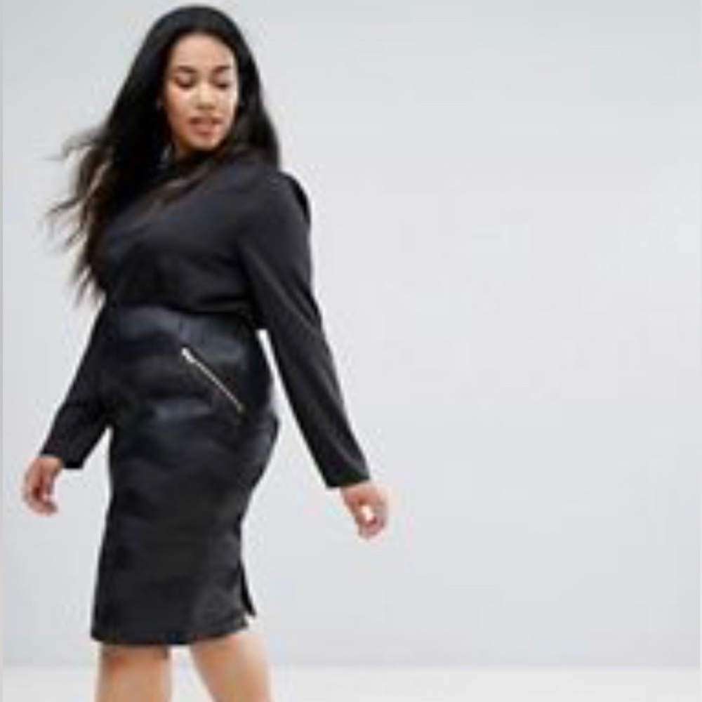 NWT | Elvi | ASOS | Black Moto Skirt